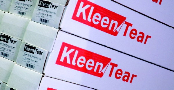 KleenTear application tape graphics transfer paper in it's branded packaging, stacked in our warehouse shelf area ready for call-off.