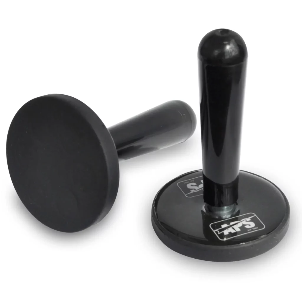 APS branded, black colour vehicle wrapping magents to hold vinyl securely in position when applying graphics to metal surfaces such as sides of vans, cars etc. Powerful magent esnures good hold to the surface and the long handle is provides a good finger grip to apply, release and reposition with little extra effort.