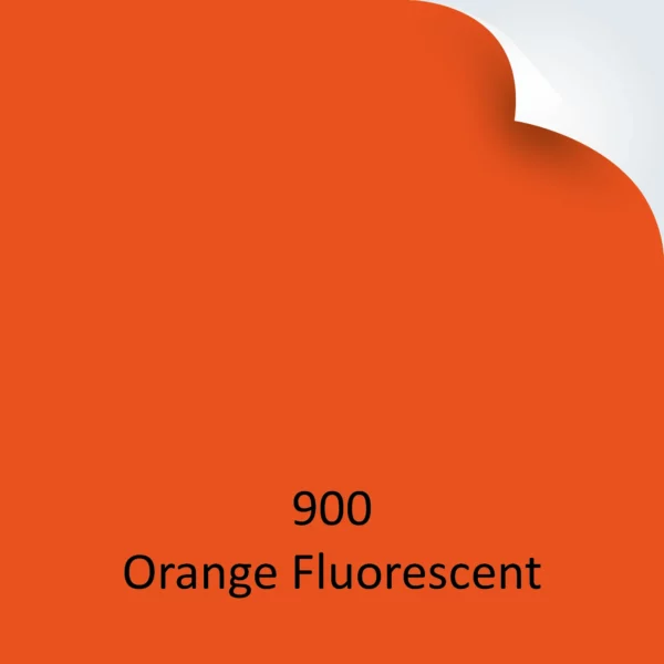 A colour example of Avery Dennison 900 Orange fluorescent coloured sign vinyl with the top right corner of the image looking like the corner of the self-adhesive vinyl has been folded over slightly.