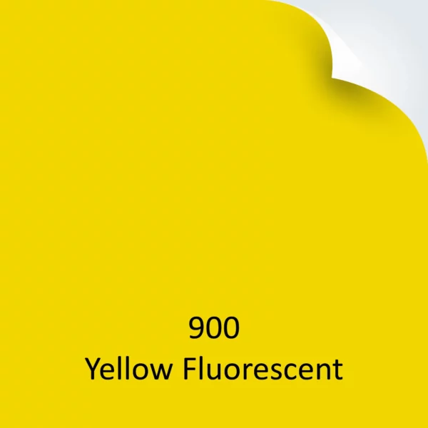 A colour example of Avery Dennison 900 Yellow fluorescent coloured sign vinyl with the top right corner of the image looking like the corner of the self-adhesive vinyl has been folded over slightly.