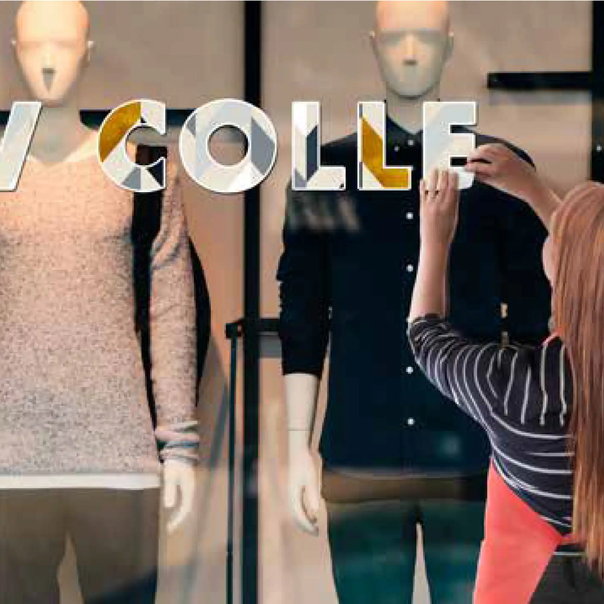 MPI 3004 EA HOP easy to apply high opacity permanent self-adhesive glossy white print vinyl is being applied by a shop assistant, showing how easy it is to apply printed graphics without the need of a professional sign installer.