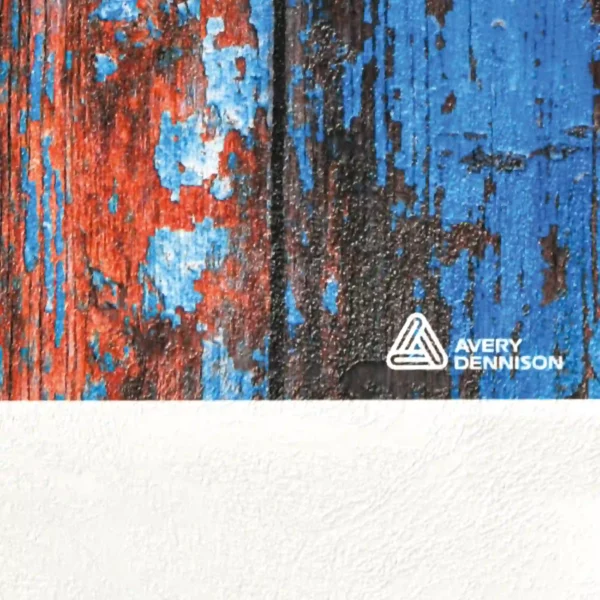 Close-up of Avery Dennison MPI 8726 Stucco textured printed wall covering print vinyl, showcasing the embossed vinyl pattern that replicates the look of real stucco wall finishes, ideal for adding depth and texture to commercial and residential printed interior wall graphics.