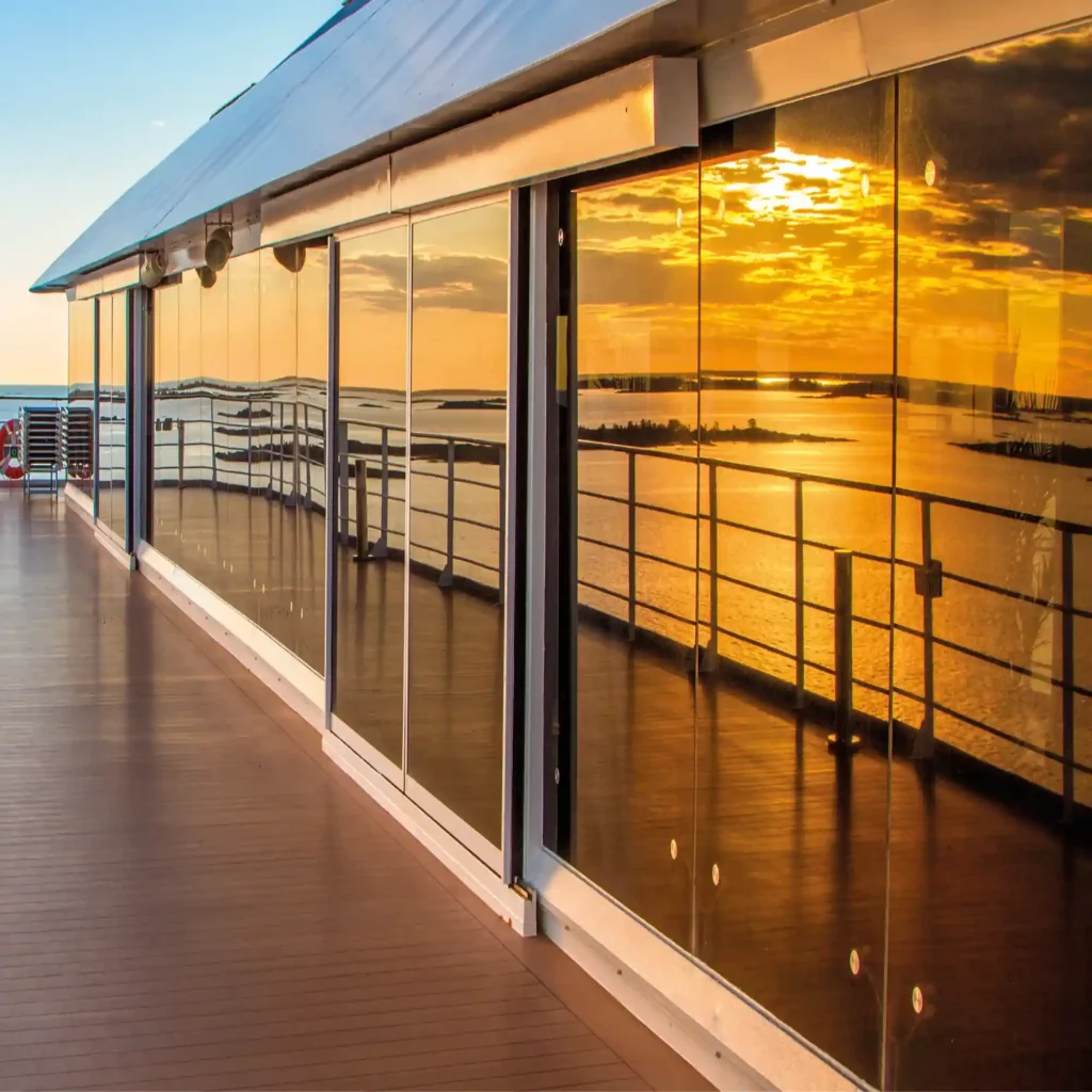 Avery R Silver 20 i reflective solar control self-adhesive window glazing laminate providing protection from the Sun, rejecting harmful UV rays by reflecting excess radiation from it's mirror-like silvered surface.