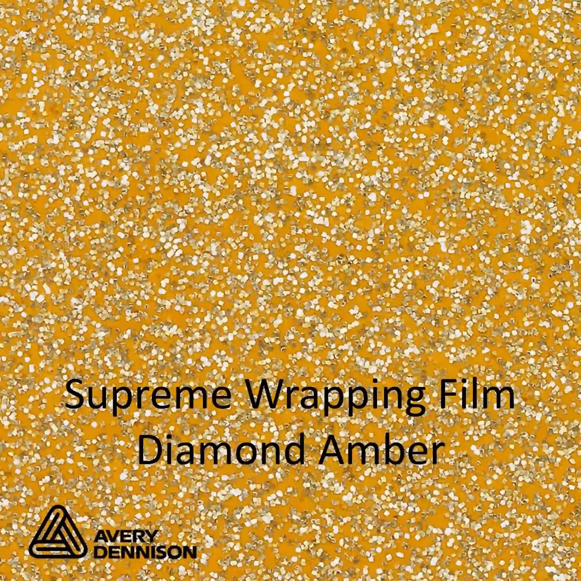 Avery SWF Diamond Amber sparkling colour chip in close-up, showing the heavily metal-flaked glitter finish of this self-adhesive wrap film.