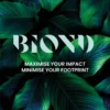 BIOND bio-based print films eco leaf graphic with text overlaid, stating this range of products environmentally friendly credentials - Maximise your impact, minimise your footprint.