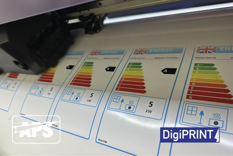 Digitally printing DS3007 energy efficiency labels.