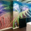DigiPrint WallVision TSWT14 textured printed wallpaper printed with a photo of a scenic tea plantation with terraced steps - this printable wallcovering is ideal for creating immersive interior wall décor in homes, cafés, wellness spaces, offices and all decorative interior walls.