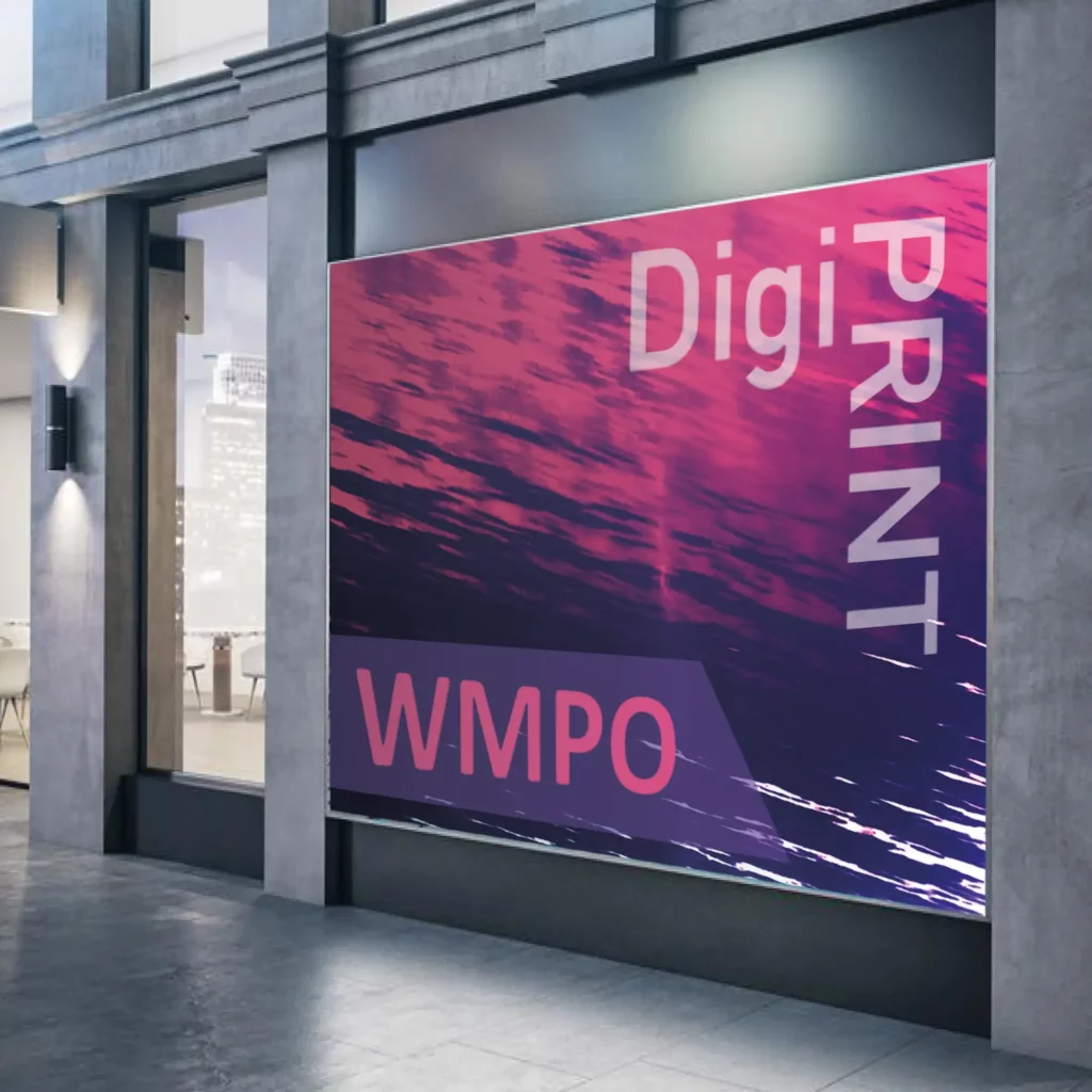 DigiPRINT WMPO white matt wide-format print vinyl with permananet grey opaque adhesive used for self-adhesive prints applied to flat surfaces for promotional print campaigns and signage.