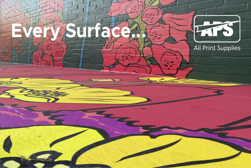 Covering every surface with printed re-wilding vibrant vinyl graphics using Mactac wall and floor films for a truly large scale external graphics project..