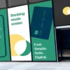 Self-adhesive graphics films from the Fedrigoni P800 sign vinyls range of solid colours have been designed and cut for lettering and simple graphic shapes as exterior window signage, using dark blue, mid-green, yellow and white coloured vinyl.