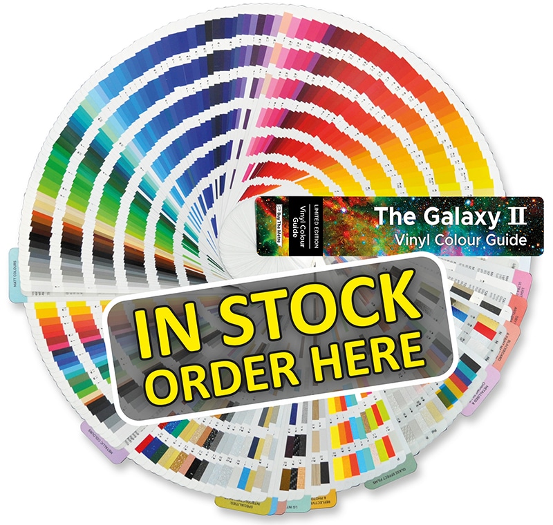 The Galaxy II vinyl colour guide - ORDER NOW! Exclusive to All Print Supplies the coloured vinyls swatch guide is fanned out in a full circle showing all of the many CAD vinyls and the entire range of various colours from our sign vinyl ranges.