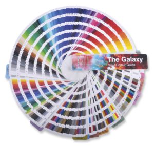 The GALAXY vinyl colour guide exclusive to All Print Supplies, fanned out in a full circle showing all the CAD vinyls colours in our ranges.
