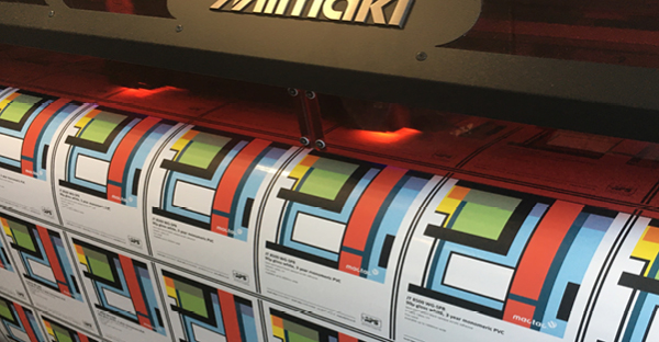 JT 8500 WG-SPB, All Print Supplies branded A5 product samples being printed on a Mimaki UV printer.