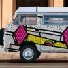 Mactac JT 9500 WG-BFG for self-adhesive graphics for applications onto flat and slightly curved surfaces features a bubble-free adhesive for faster application without bubbles trapped under the film. APplied here with a printed pop-art style design onto the side panels of a camper van.
