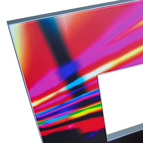 Keder Lip Silicone Stitch-on-Tape invisibly and tightly holding a printed fabric graphic into the edges of an allumium tension display frame.