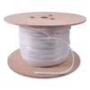 White Keder Lip Silicone Stitch-on-Tape is used for tension display frame systems to hold printed fabric graphics tightly and firmly in place to the edges of a frame is pictured reeled around the drum packaging that it is stored in for easy reeling off in lengths as required.
