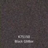 K75150 Black Glitter sign vinyl sample colour. A digital image example of the heavily flaked, glittering metallic black coloured self-adhesive CAD graphics film and it's sparkling colour and finish.