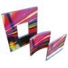 KREA Speedy 911-11 display fabric, digitally printed and installed into variously shaped tension display frames, including curved frames, flat frames, and even frames within display frames!