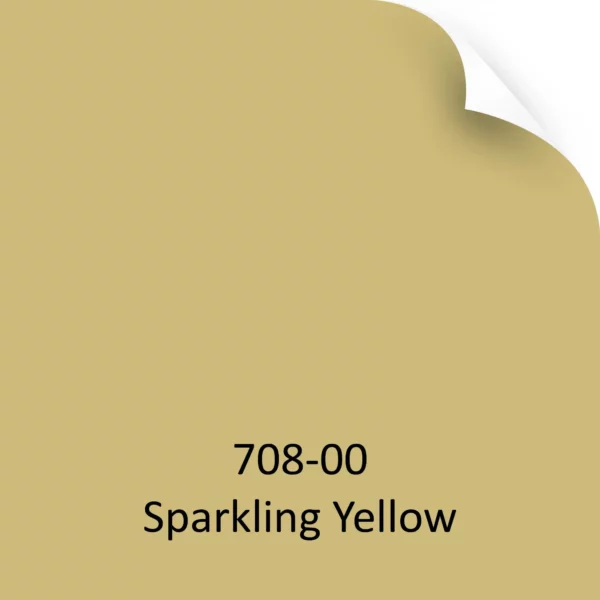 Mactac 708-00 Sparkling Yellow translucent colour window film is represented here as a colour-sample-chip graphic to represent the very light crystal gold/yellow colour of the film with the top right hand corner of the vinyl image sample folding downwards.