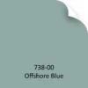 Mactac 738-00 Offshore Blue coloured window vinyl, represented here as a colour-sample-chip graphic to give an idea of the very light translucent cyan/light blue crystal colour of this self-adhesive graphics film, with the top right hand corner of the sample image folding downwards.