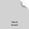 Mactac 798-02 Dusted window tint film represented here as a colour-sample-chip graphic to represent the light silver/grey colour of the self-adhesive vinyl with the top right hand corner folding slightly downwards.