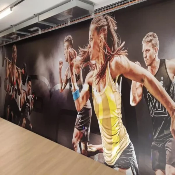 Mactac LF 8500 CM matt clear, self-adhesive graphics lamination film applied onto a sports retail wall promotional print for additional protection of the printed vinyl.