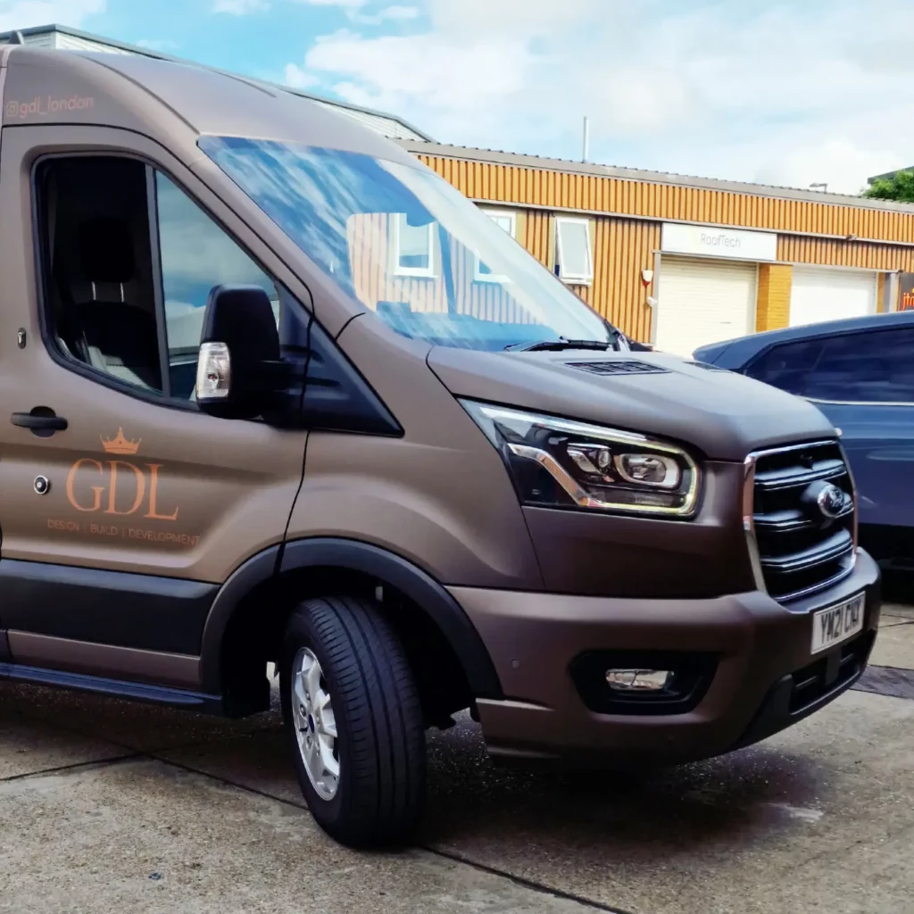 Matt vehicle wrapping laminate, Fedrigoni C30M with it's beautiful stylish matt finish offers protection for the custom printed printed graphics on this GDL compny van livery.