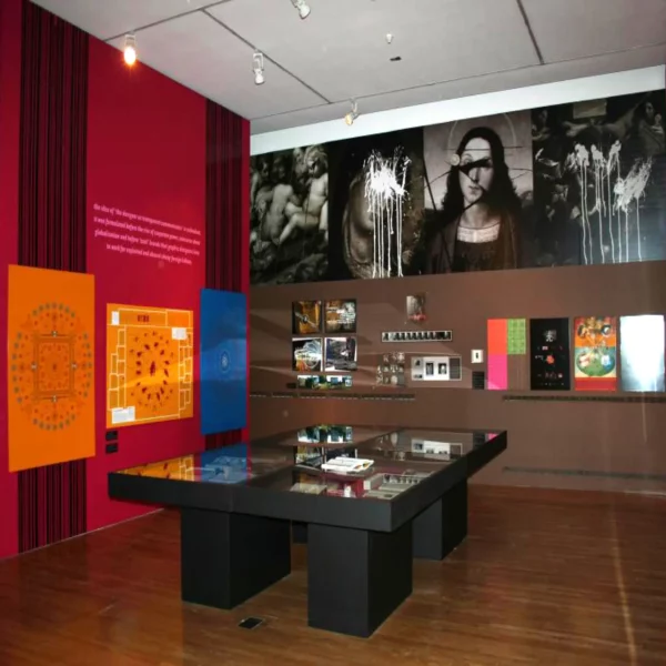 DigiMOUNT DM3. a self-wound mount film used for mounting of prints, photographs and artwork, shown used here as it is typically used for graphics on an exhibition wall.