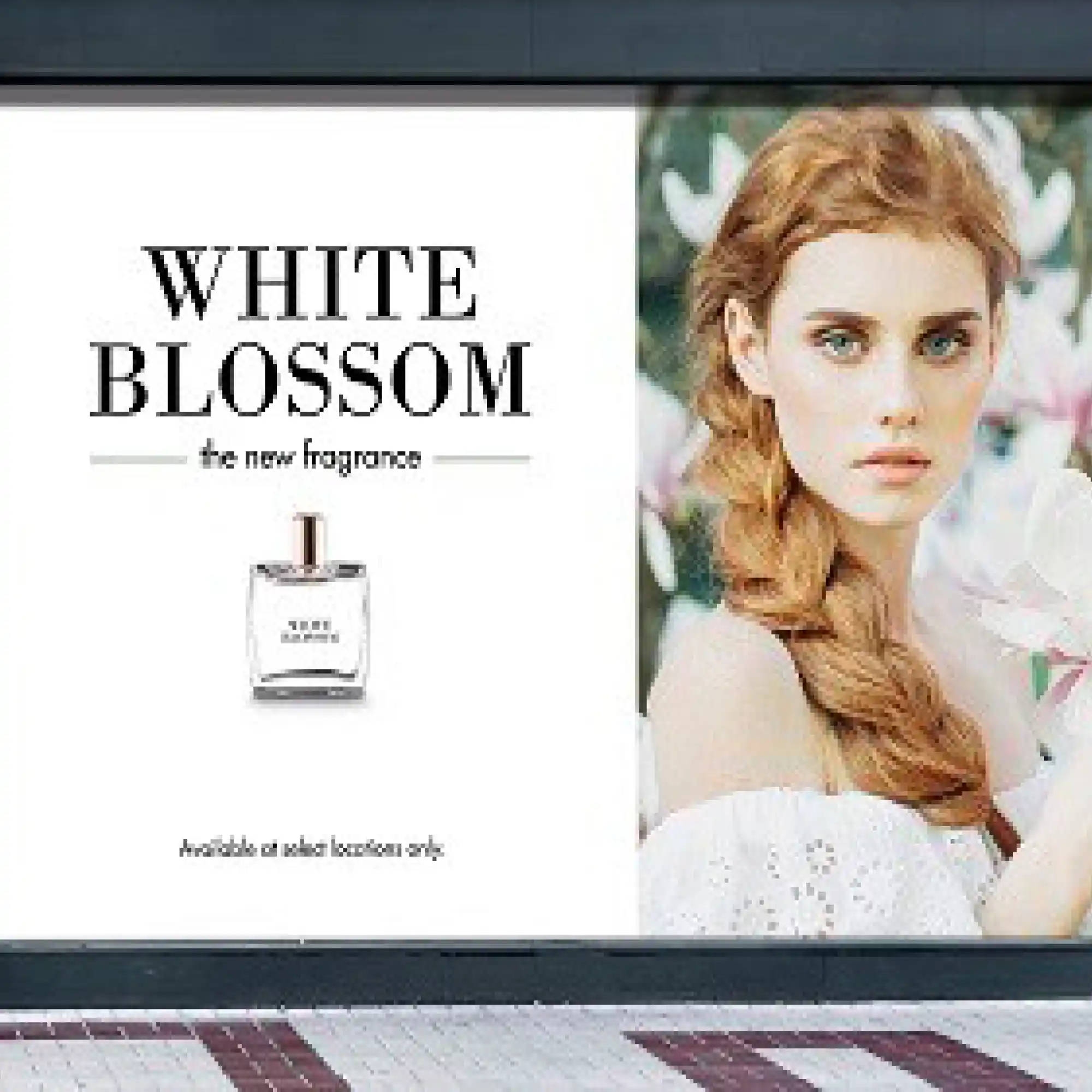 Avery Dennison MPI 3001 HOP digital print film promotional retail window signage in a gloss white finish with an opaque removable self adhesive printed advertising display sign which is applied to a large retail store front window.