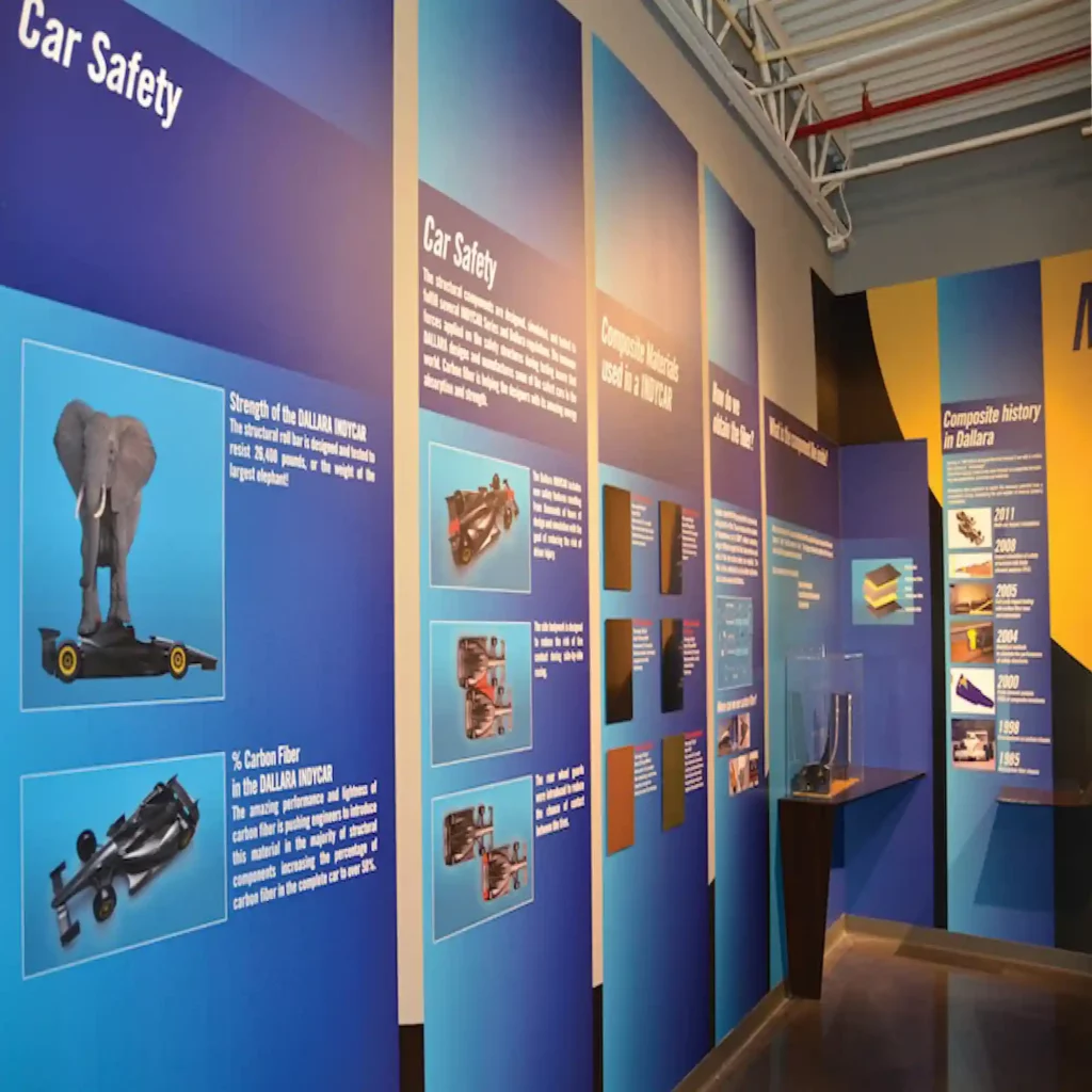 MPI 3020 HOP matt white high opacity digital print film with permanent opaque adhesive has been used for the printed graphics applied onto wall mounts as a part of this exhibition display.