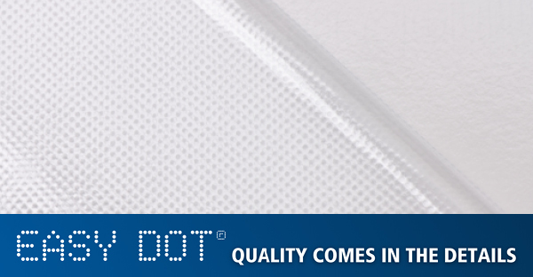 A focus on the clear transparent dot pattern adhesive that makes the Neschen graphics films easy to apply, reposition and remove when applied onto glass and other smooth surfaces.