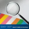Neschen Easy Dot range of print films with Neschen's easy-apply dot adhesive shown in magnified detail, that provides for easy-to-apply, bubble-free and repositionable applications of short term general purpose and promotional prints.