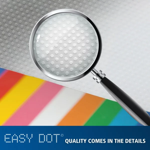 Neschen Easy Dot range of print films with Neschen's easy-apply dot adhesive shown in magnified detail, that provides for easy-to-apply, bubble-free and repositionable applications of short term general purpose and promotional prints.