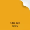 ORALITE 5400-020 Yellow Commercial Grade reflective sign vinyl example colour with top right hand corner peeled back and product code and colour text at bottom of image.