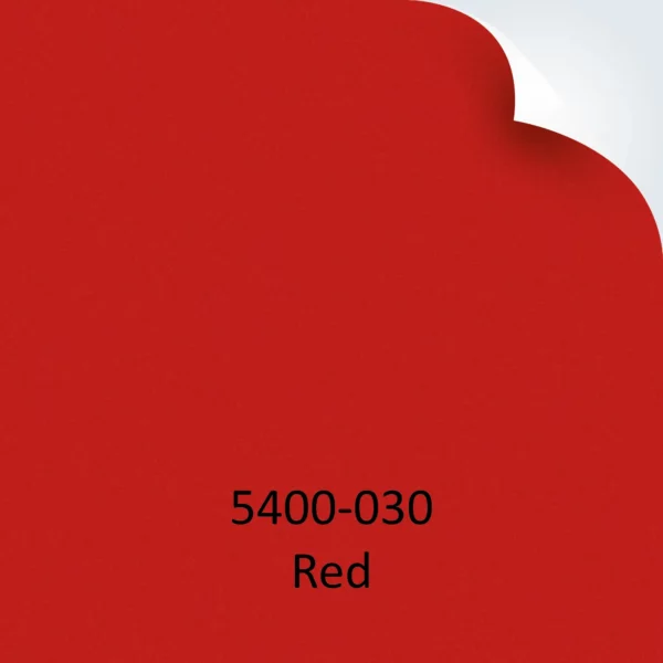 ORALITE 5400-030 Red Commercial Grade reflective sign vinyl example colour with top right hand corner peeled back and product code and colour text at bottom of image.