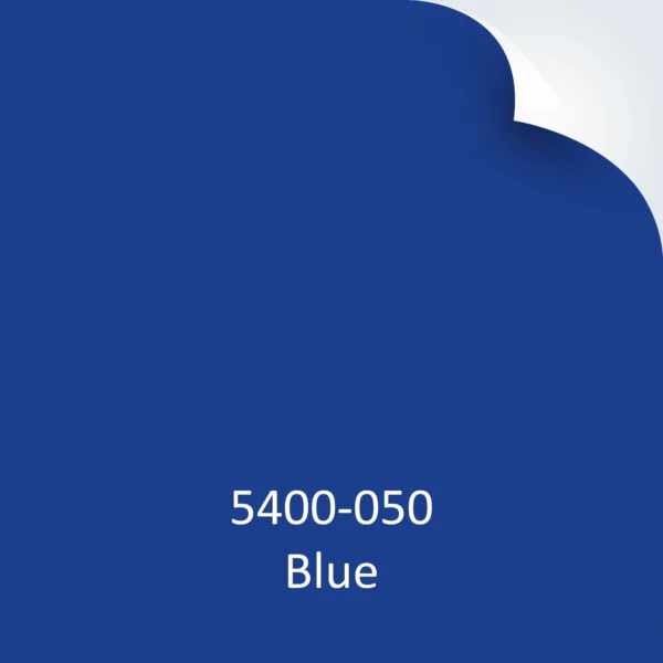 ORALITE 5400-050 Blue Commercial Grade reflective sign vinyl example colour with top right hand corner peeled back and product code and colour text at bottom of image.