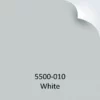 ORALITE 5500-010 White Engineering Grade reflective sign vinyl example colour with top right hand corner peeled back and product code and colour text at bottom of image.