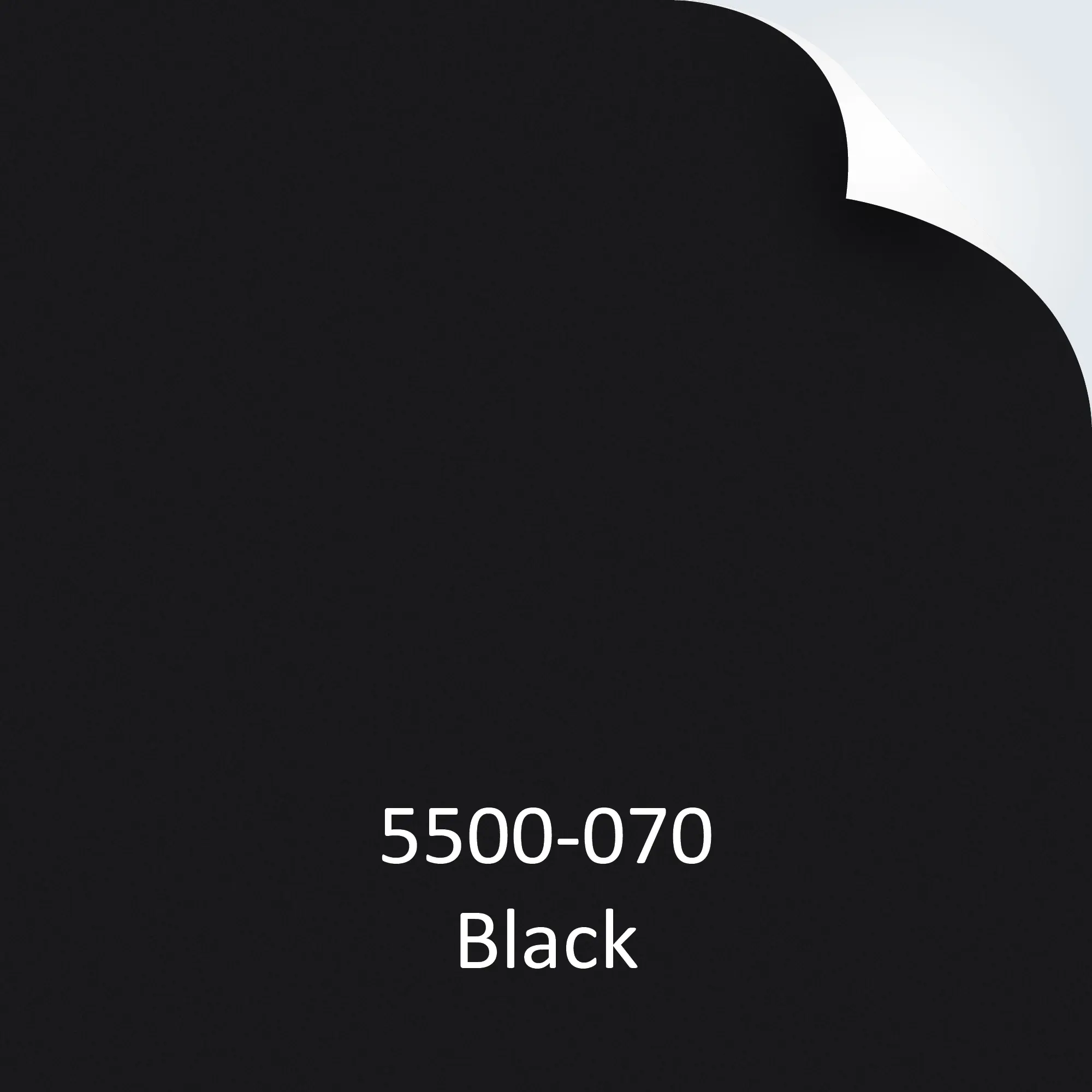 ORALITE 5500-070 Black Engineering Grade reflective sign vinyl example colour with top right hand corner peeled back and product code and colour text at bottom of image.