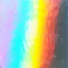 A close-up of the complete rainbow spectrum of colours being reflected from the surface of the unprinted surface of RH50 silver graphics film.
