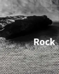 SQUID self-adhesive window textile in 'Rock' base colour, image shows the inspiration behind the finish (a roughly textured chunk of dark stone) and the colour of the textured textile is shown below.