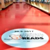 Nechen's UV dot print 'n' walk floor vinyl used to produce this custom 'Star Wars Reads' promotional wayfinding floorprint graphic for an in-store promotion.