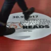 Neschen easy dot, UV dot print 'n' walk one part floor graphic film, printed with promotional event imagery that is being walked over at a 'Star Wars Reads' promotional event.