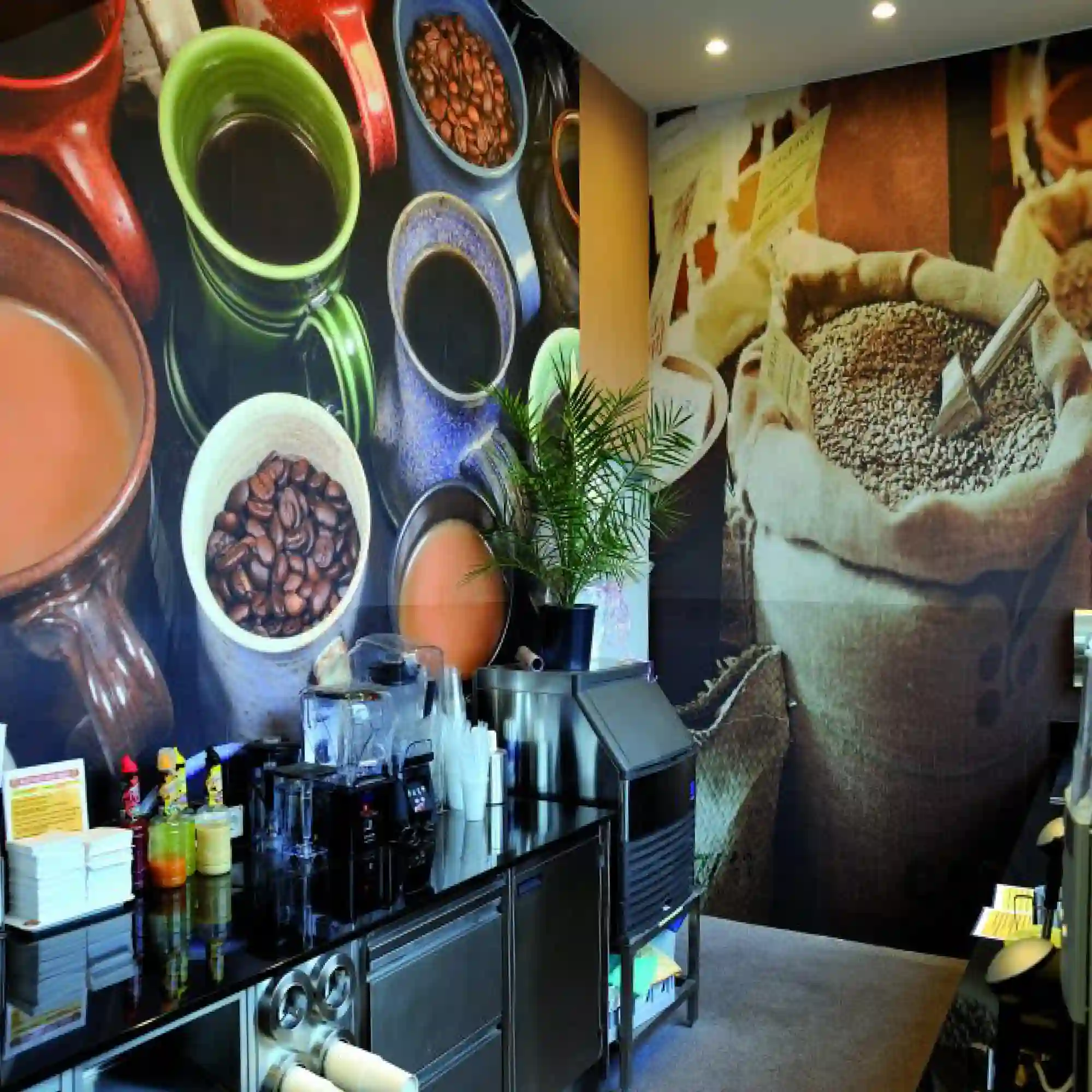 WallVision TSWT14 textured printable wallpaper with a printed wallcovering image of a coffee bean-theme - this non-woven fire-rated and pasteable wall paper is a perfect solutions for creating warm, inviting interior spaces.