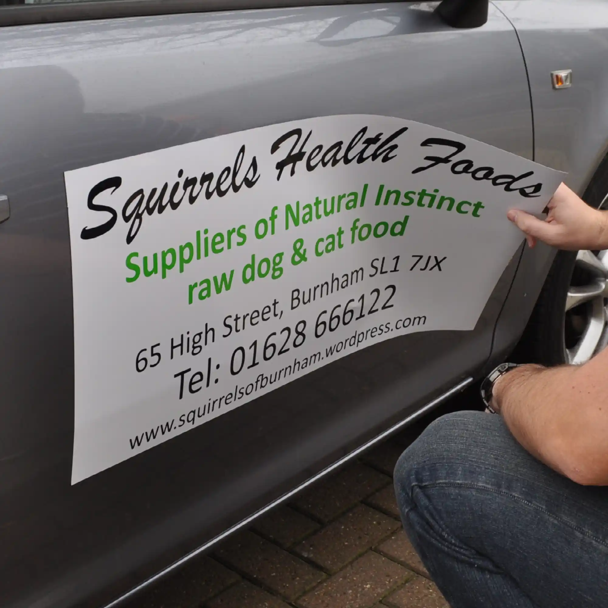 White Magnetic Sign Vinyl can easily be slapped onto the side of most metallic surfaces and is popularly used as temporary vehicle signage which can be stuck on and removed as required without going to any great effort to apply permanent adhesive graphic signage.