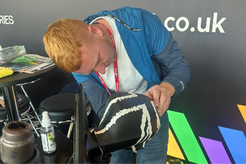 Our 1st Place winner of Friday's Wing Mirror Wrapping Competition at WrapFest 2024 - CONGRATULATIONS to Charlie from Dynamite Signs!